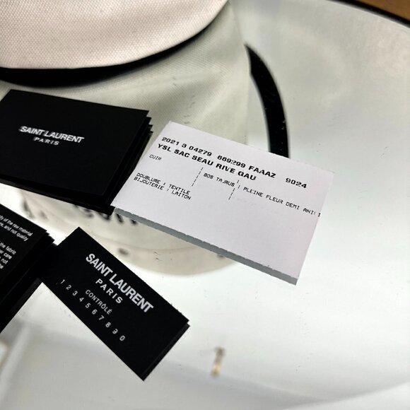 SAINT LAURENT Rive Gauche Bucket Bag in White Linen - Picture 17 of 17